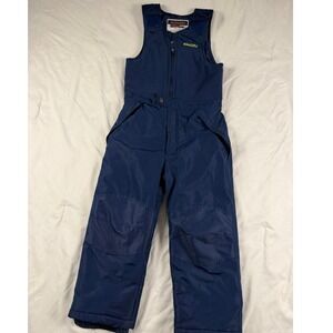 Snozu Kids Size 6 Navy Blue Snow Bibs Insulated Overalls Fleece Bodice EUC